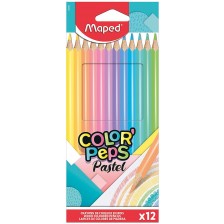 Цветни моливи Maped Color Peps - Пастелни, 12 цвята  -1